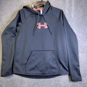 Under Armour Storm Loose  Hoodie Womens Large Black Camo Hood Pullover Fleece